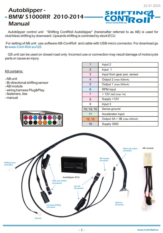 Zestaw QS4: Quickshifter + Autoblipper + WarmUP BMW S1000RR 2009-2014 - obrazek 4