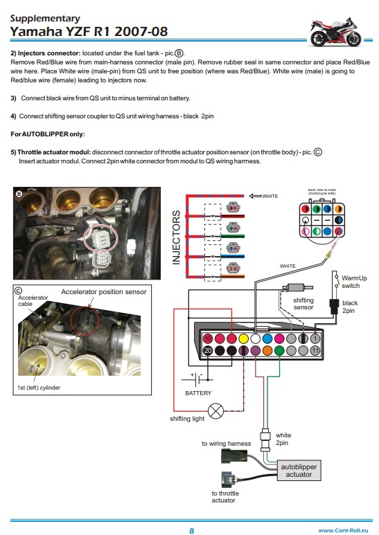 Zestaw QS4: Quickshifter + Autoblipper + WarmUP Yamaha R1 2007 - 2008 - obrazek 3