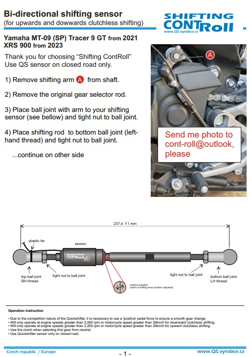 Quickshifter + Autoblipper Yamaha MT-09 / Yamaha MT-09 SP / Tracer 9 GT / XSR 900 2021- - Image 3