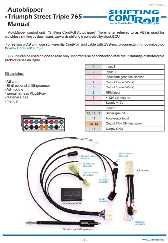 Zestaw QS4: Quickshifter + Autoblipper + WarmUP Triumph Street Triple 765 2017-2019 - obrazek 3